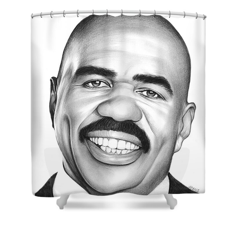 Counselor Shower Curtain featuring the drawing Steve Harvey by Greg Joens