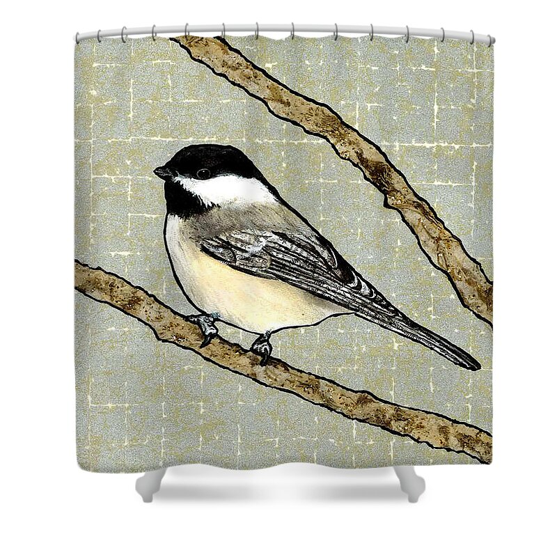 Chickadee Shower Curtain featuring the painting Steven by Jacqueline Bevan