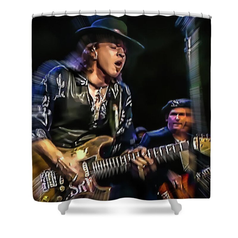 Musicians Shower Curtain featuring the photograph Stevie Ray Vaughan - Couldn't stand the Weather by Glenn Feron