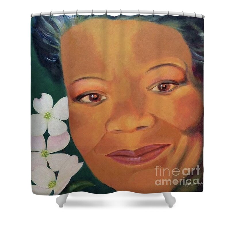 Maya Angelou Shower Curtain featuring the painting Still I Rise...a Portrait of Maya by Kathleen Irvine