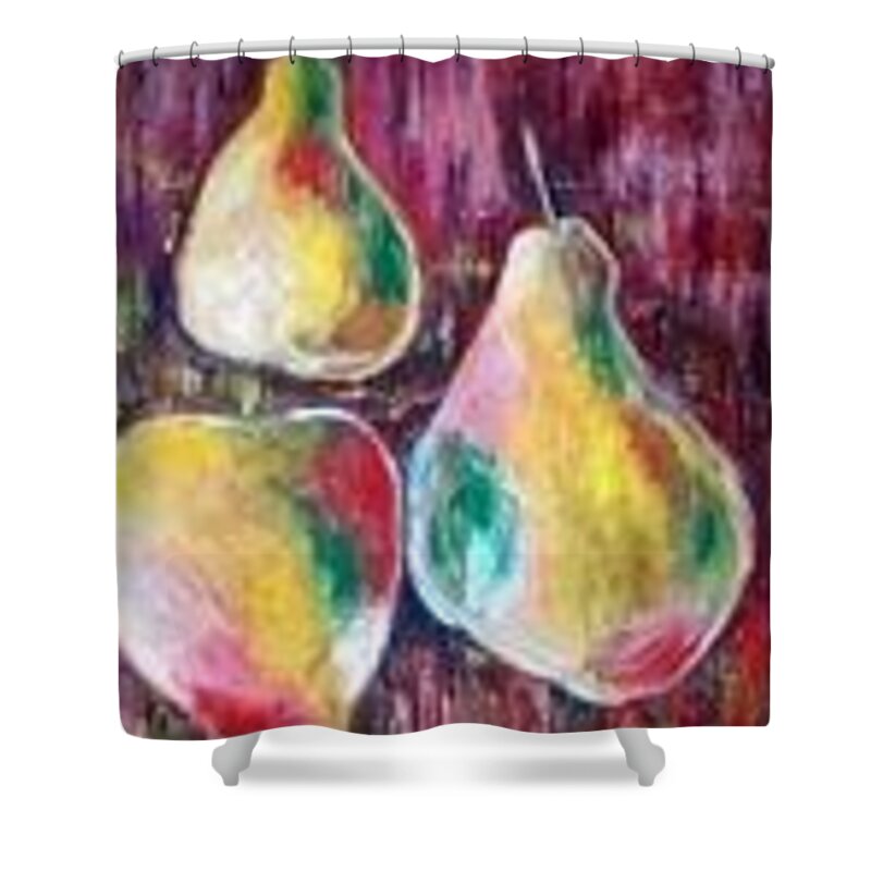 Still Life Shower Curtain featuring the painting Still life in the form of pears by Sam Shaker