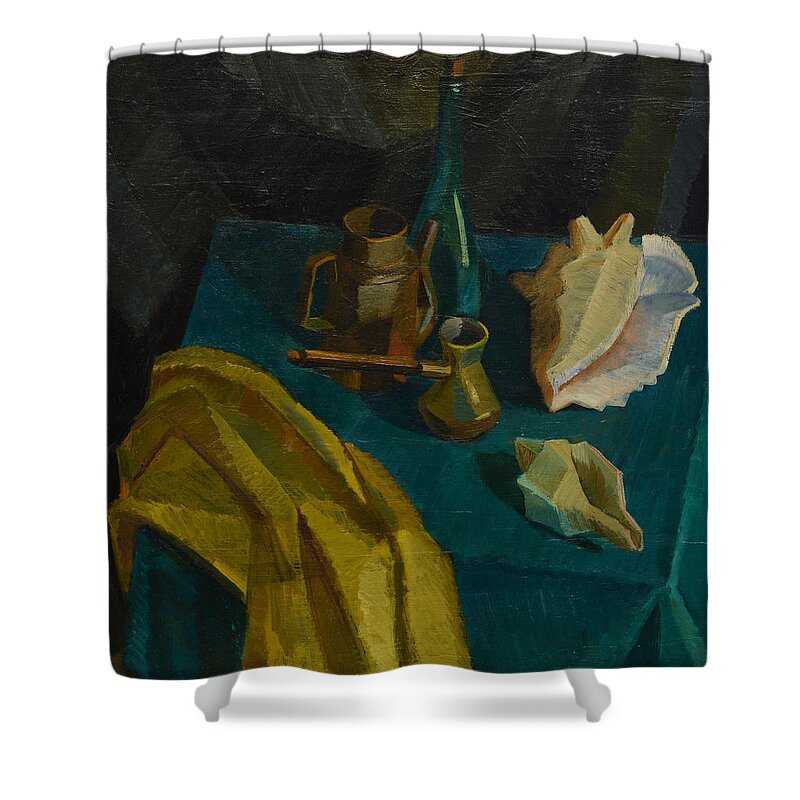 Igor Sakurov Shower Curtain featuring the painting Still Life with Black Background by Igor Sakurov