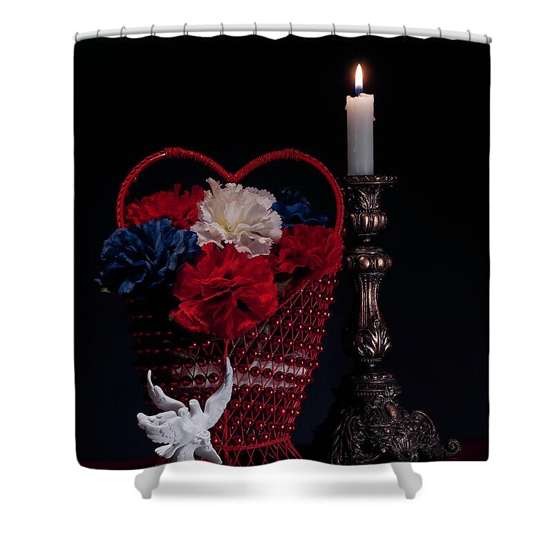 Doves Shower Curtain featuring the photograph Still Life with Lovebirds by Tom Mc Nemar