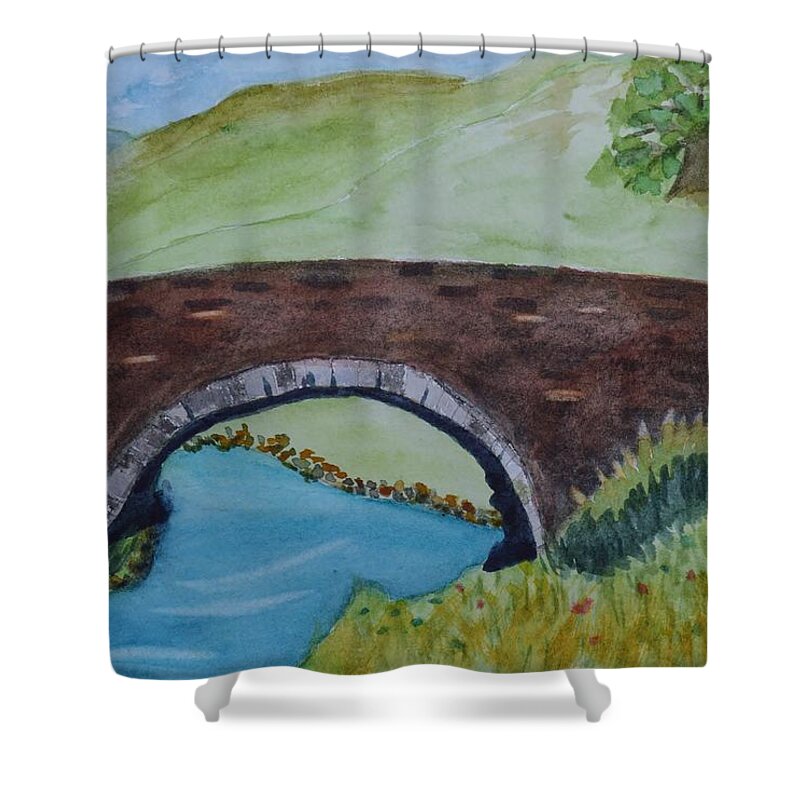 Stone Bridge Shower Curtain featuring the painting Stone Bridge by Jacob Kimmig