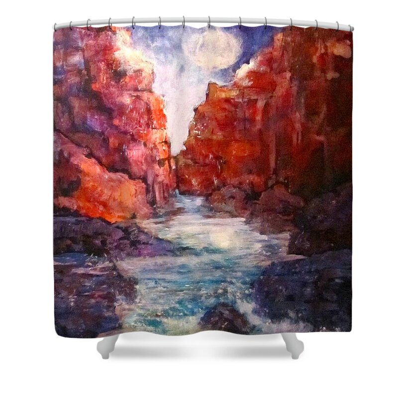 Mountains Shower Curtain featuring the painting Stone Canyon by Barbara O'Toole