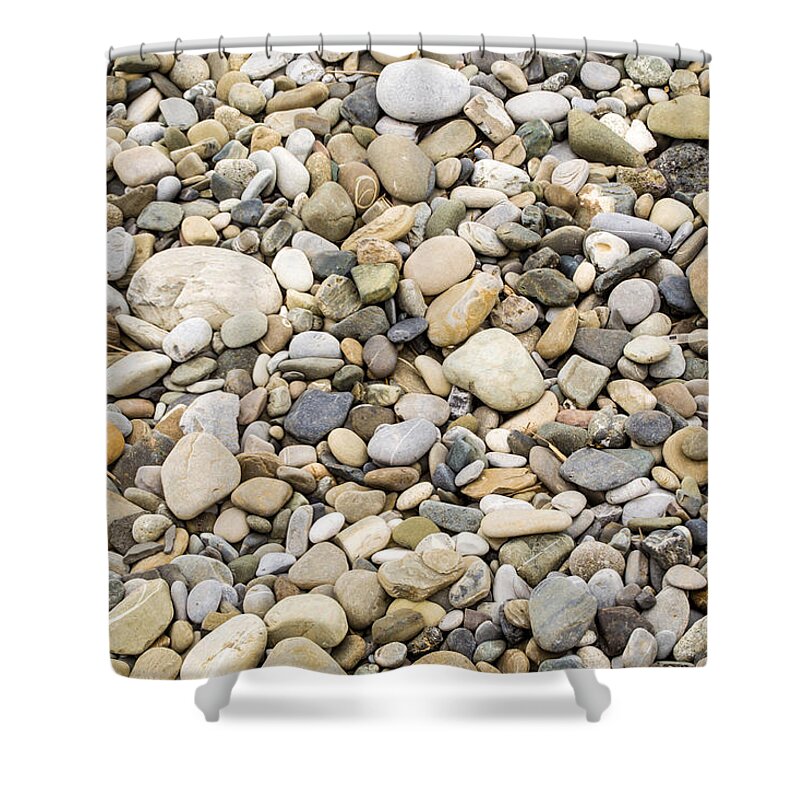 Abstract Shower Curtain featuring the photograph Stone Pebbles Patterns by John Williams