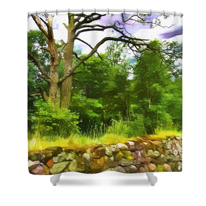 Stone Shower Curtain featuring the photograph Stone Wall in Glencoe by Judi Bagwell
