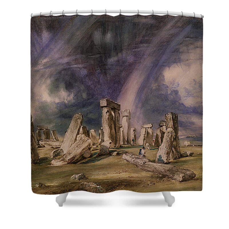 Stonehenge Shower Curtain featuring the painting Stonehenge by John Constable