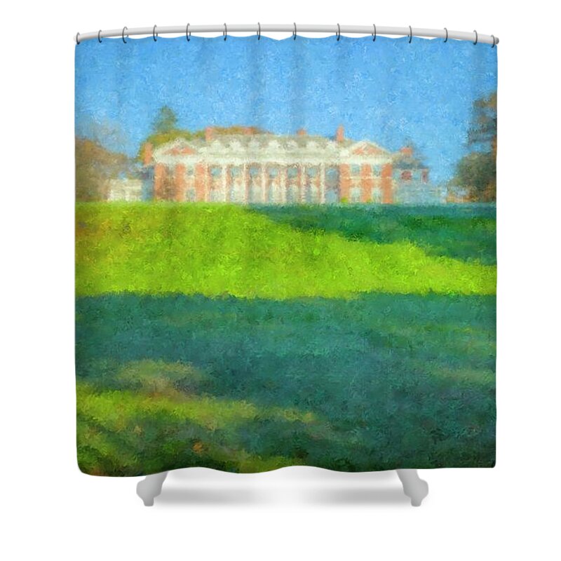 Stonehill College Shower Curtain featuring the painting Stonehill College in October by Bill McEntee