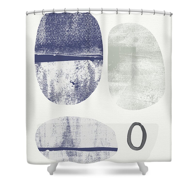 Modern Shower Curtain featuring the painting Stones 1- Art by Linda Woods by Linda Woods