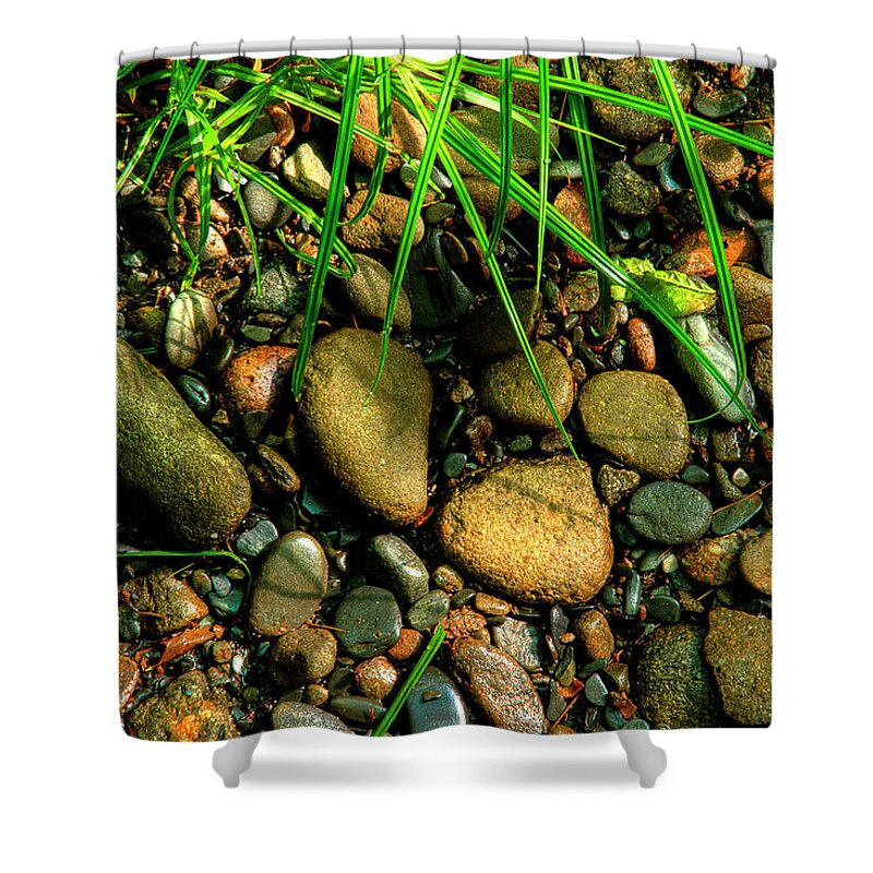 River Stone Shower Curtain featuring the photograph Stones Beside The Stream by Mike Eingle