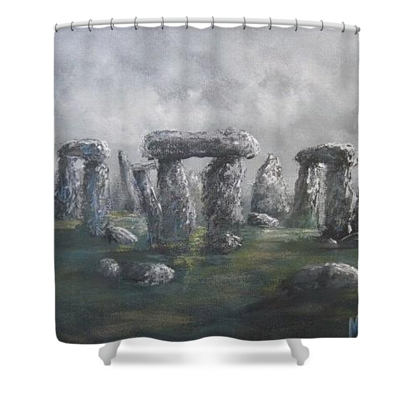 Stones Shower Curtain featuring the painting Stones of time by Megan Walsh