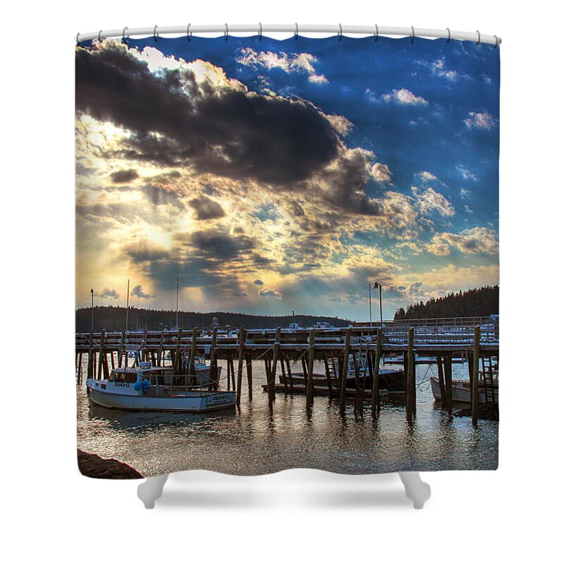 Lobster Shower Curtain featuring the photograph Stonington Lobster boats by John Meader