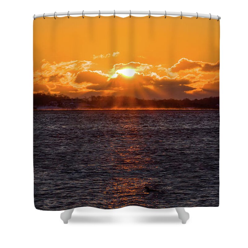 Stonington Point Shower Curtain featuring the photograph Stonington Point Sunrise by Kirkodd Photography Of New England