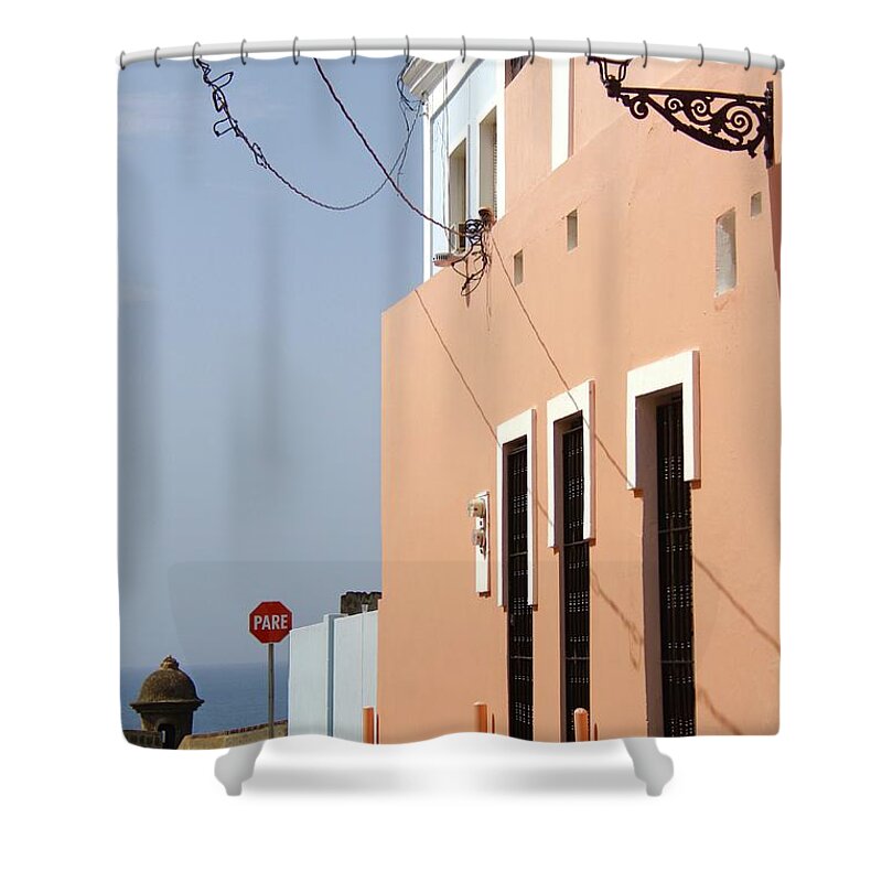 Old San Juan Shower Curtain featuring the photograph Stop Before the Sentry by Suzanne Oesterling