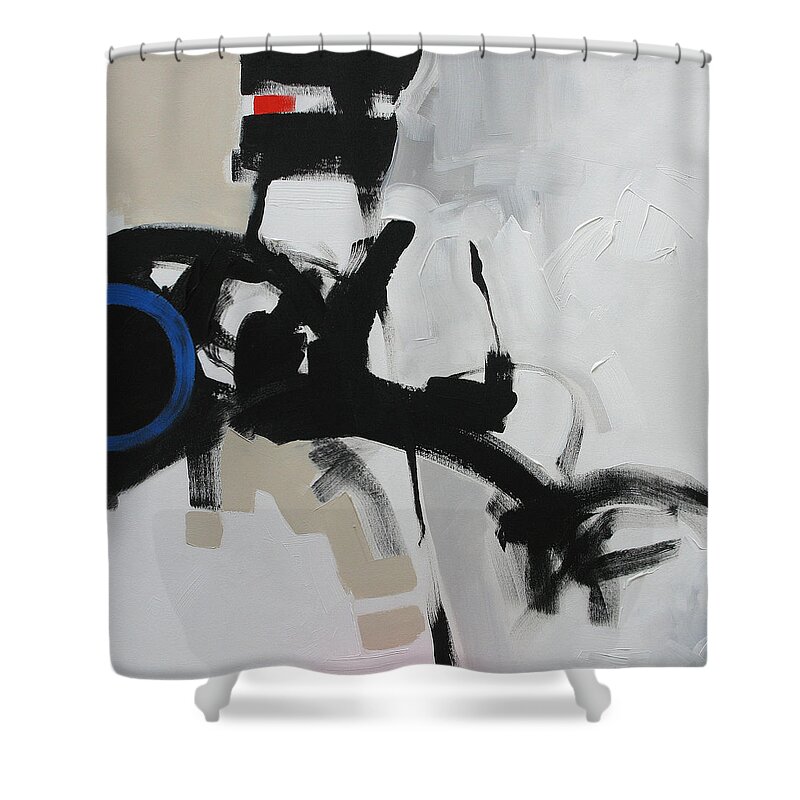Art Shower Curtain featuring the painting Stop The Train by Linda Monfort