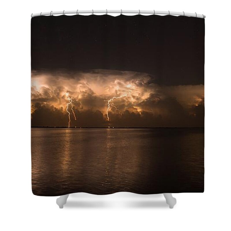Lightning Shower Curtain featuring the photograph Storm Before Dawn by Quinn Sedam