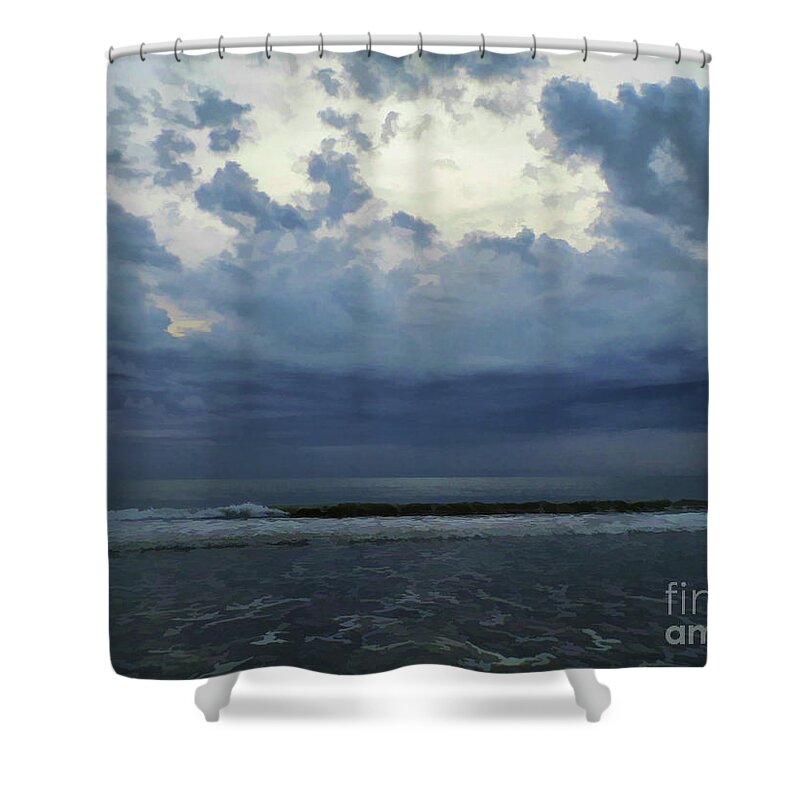 Sunrise Shower Curtain featuring the photograph Storm Clouds At The Beach by D Hackett