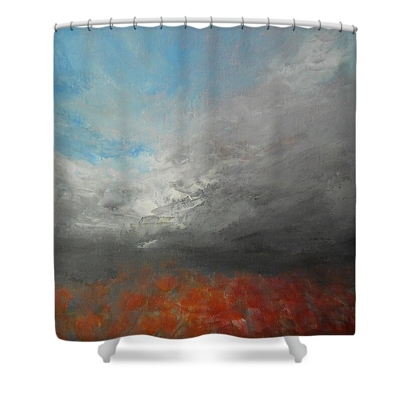 Cloudscape Shower Curtain featuring the painting Storm Clouds by Jane See