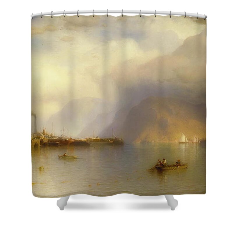 Painting Shower Curtain featuring the painting Storm King On The Hudson by Mountain Dreams