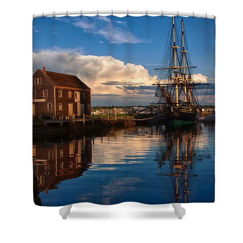 Salem Shower Curtain featuring the photograph Storm leaves reflection on Salem by Jeff Folger