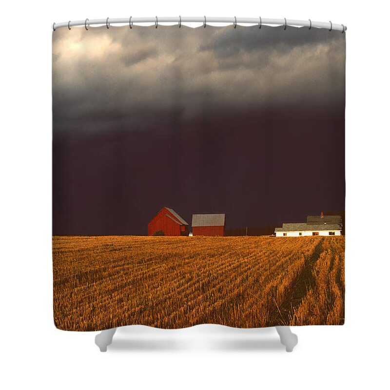 Field Shower Curtain featuring the photograph Storm Light At Great Village by Irwin Barrett