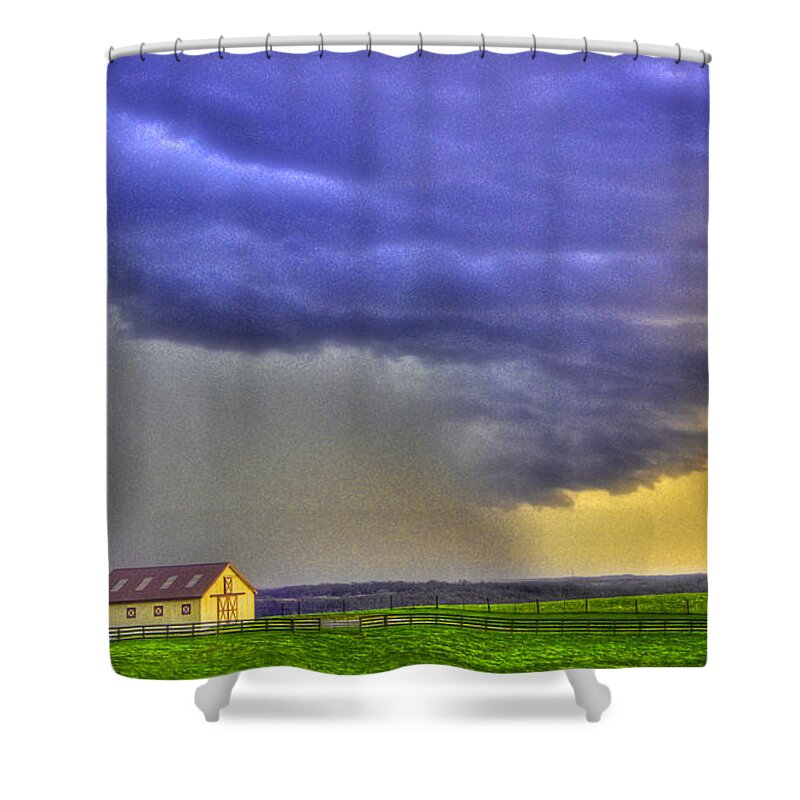 Landscape Shower Curtain featuring the photograph Storm Over River by Sam Davis Johnson