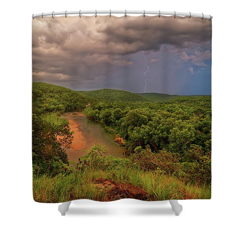 Storm Shower Curtain featuring the photograph Storm over the Current River by Robert Charity