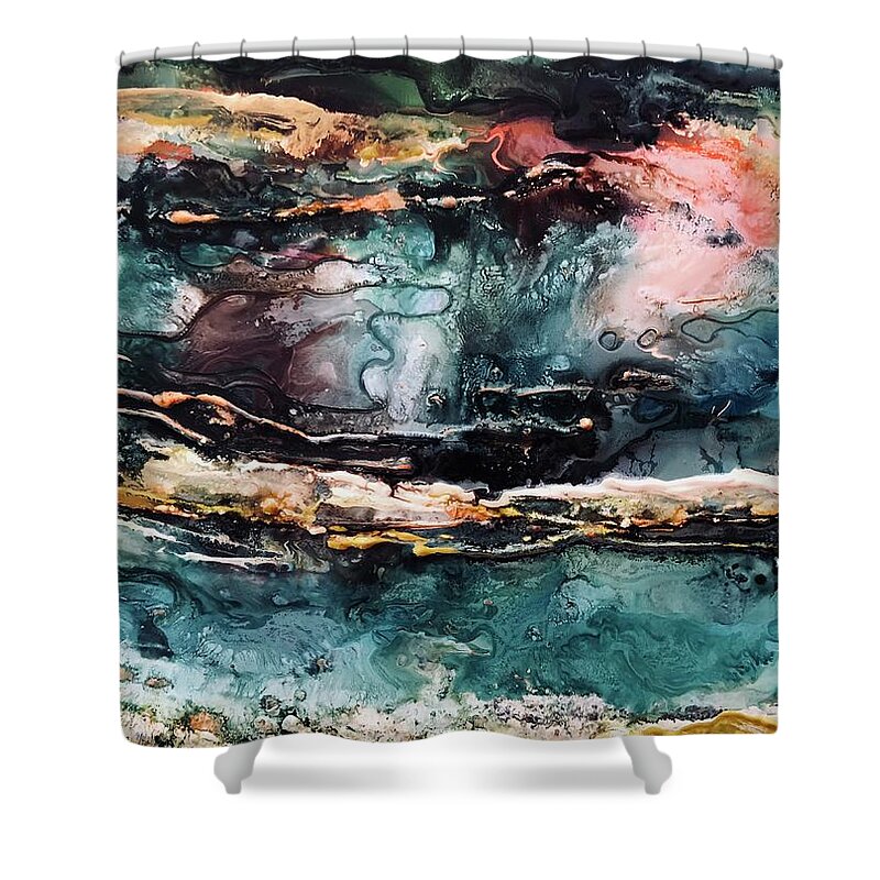 Red Tide Shower Curtain featuring the painting Storm by Tommy McDonell