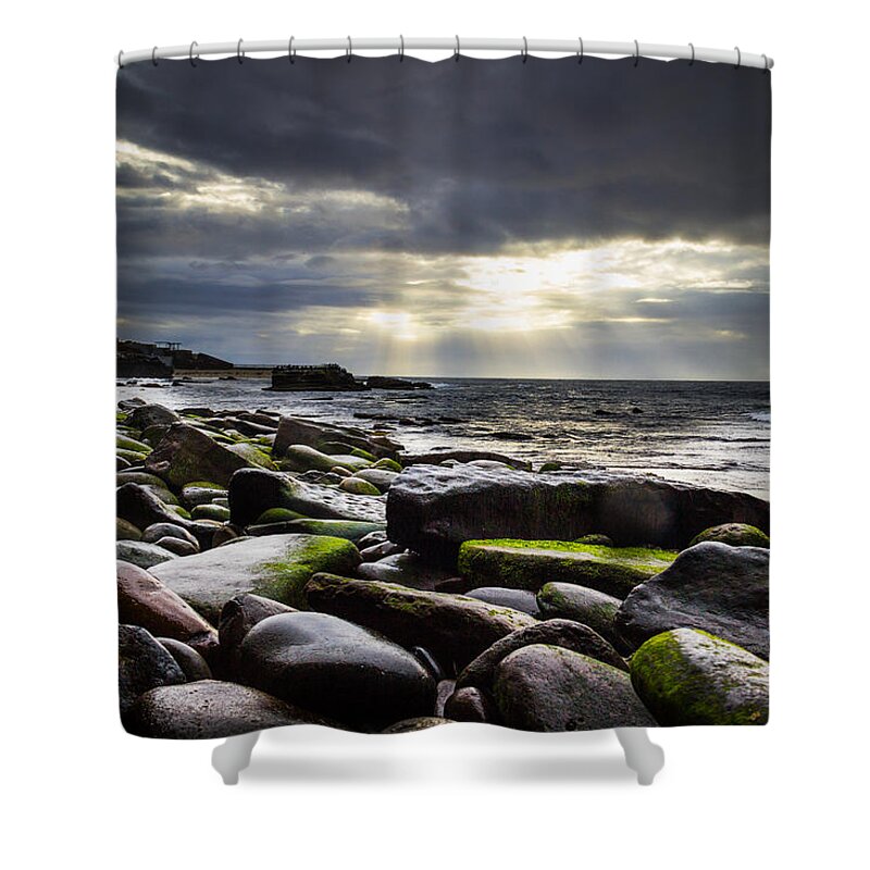 Beach Shower Curtain featuring the photograph Storm's End by Laura Roberts