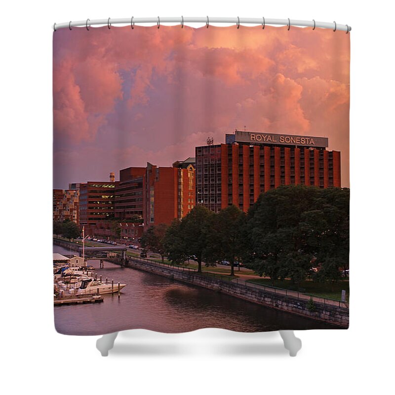 Royal Sonesta Shower Curtain featuring the photograph Stormy Boston by Juergen Roth