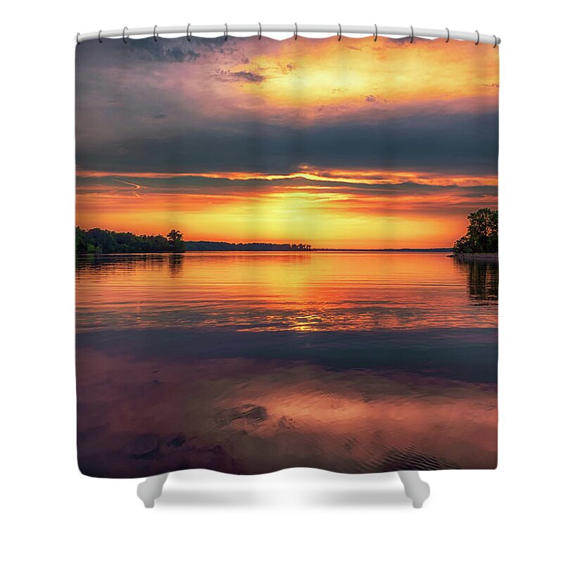Sunset Shower Curtain featuring the photograph Stormy Reflections by Susan Rissi Tregoning