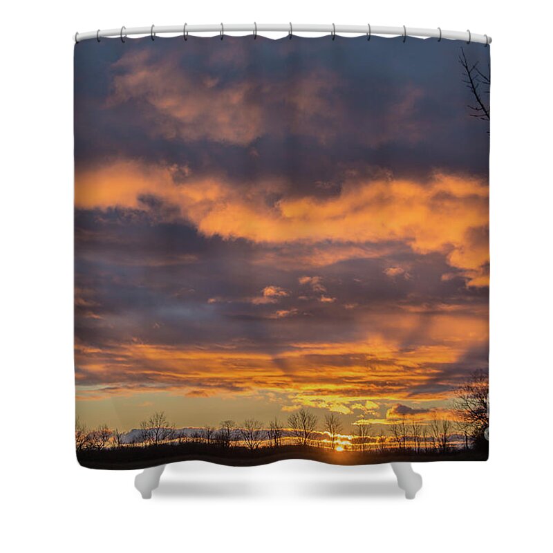 Cheryl Baxter Photography Shower Curtain featuring the photograph Stormy Sky Sunrise by Cheryl Baxter