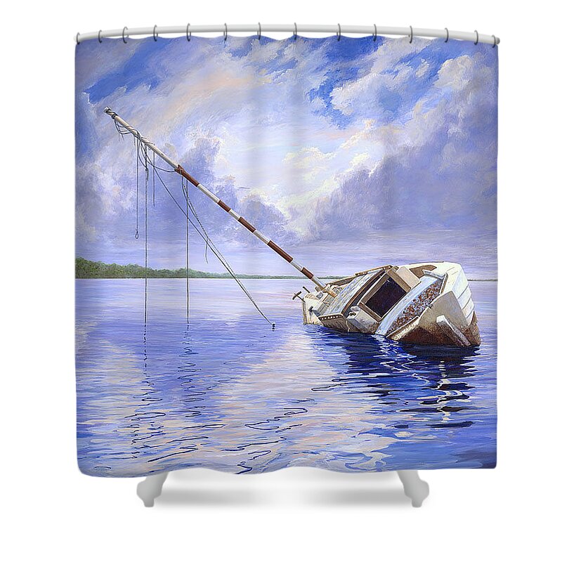Seascape Shower Curtain featuring the painting Stormy Summer by AnnaJo Vahle