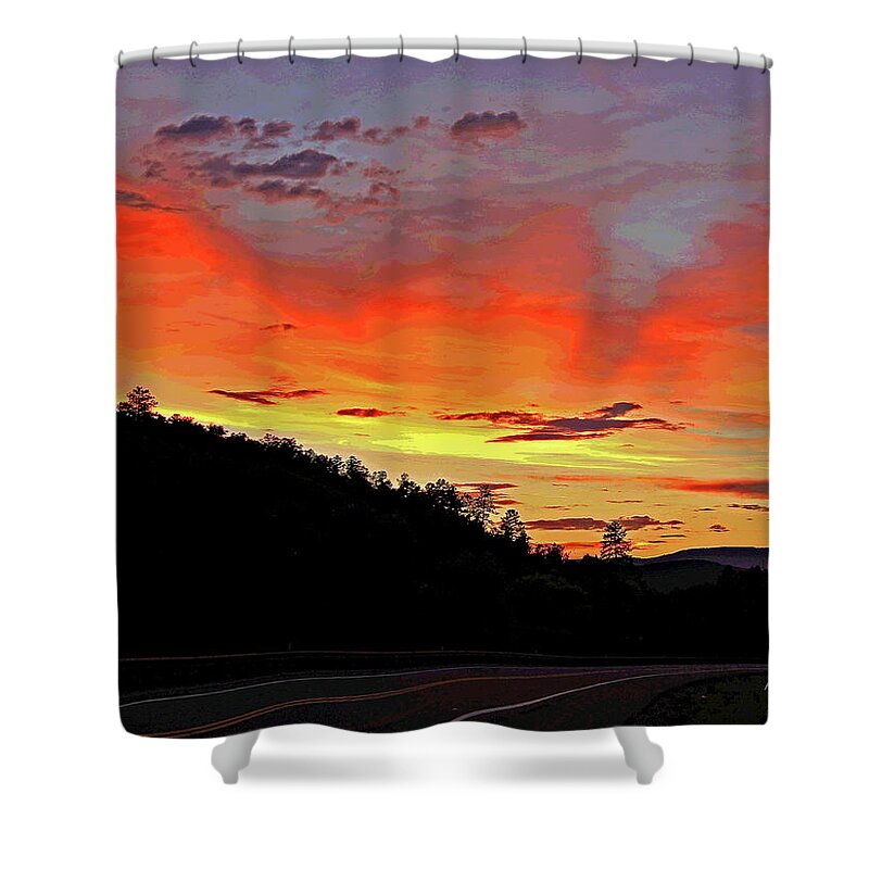 Sunset Shower Curtain featuring the photograph Stormy Sunset by Matalyn Gardner