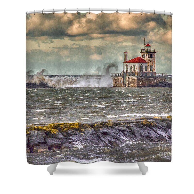 Lighthouses Shower Curtain featuring the photograph Stormy Waters by Rod Best