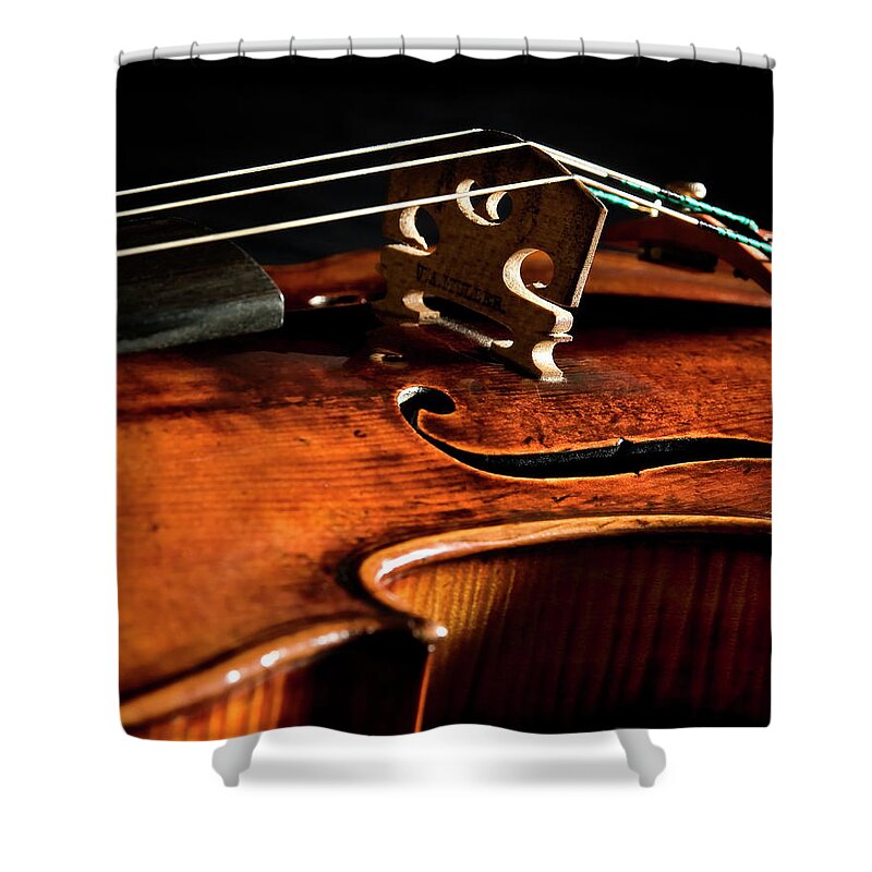 Strad Shower Curtain featuring the photograph Stradivarius by Endre Balogh