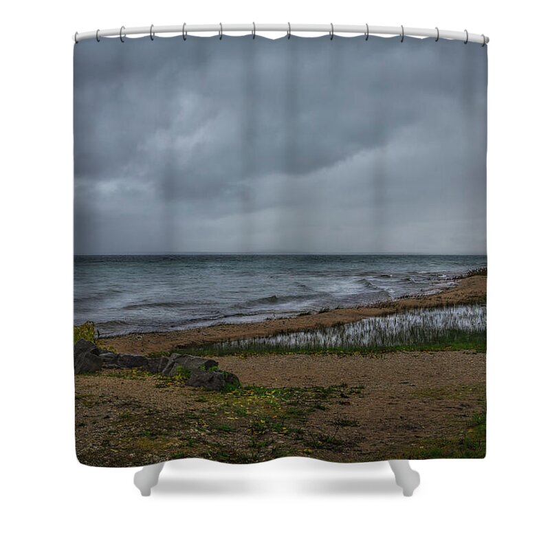 Beach Shower Curtain featuring the photograph Straits of Mackinac by John M Bailey