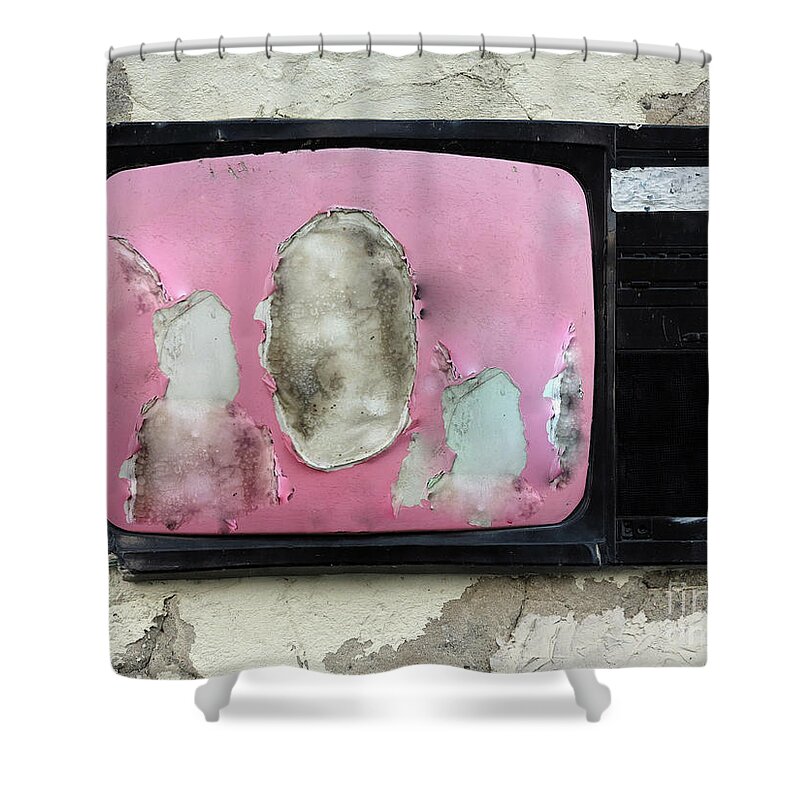 Television Shower Curtain featuring the photograph Strange television signal and program by Michal Boubin