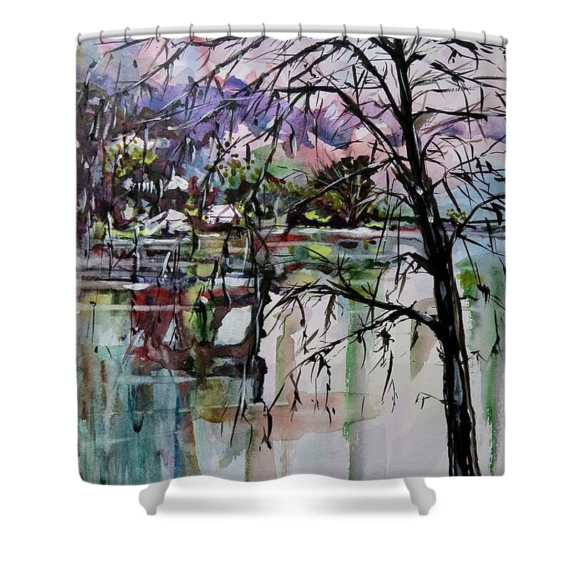 Painting Shower Curtain featuring the painting Strange Tree by Geni Gorani