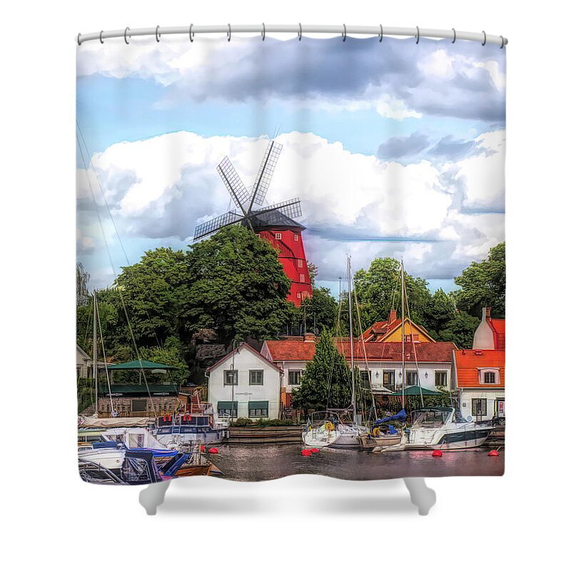  Shower Curtain featuring the photograph Windmill In Strangnas Sweden by Barry King
