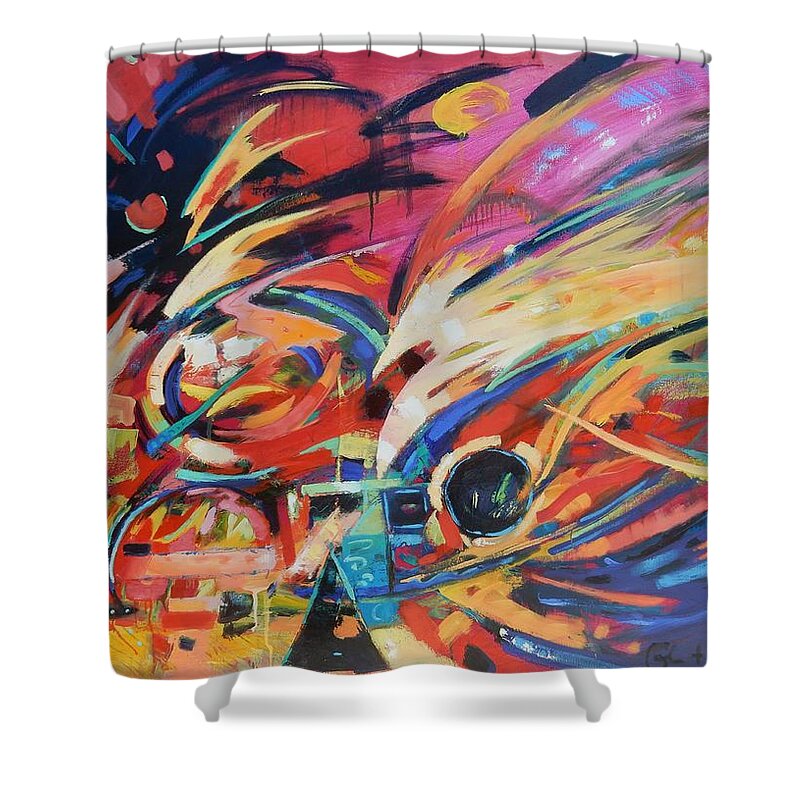 Abstract Shower Curtain featuring the painting Stravinsky by Gary Coleman