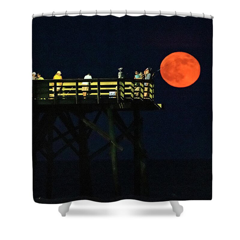 Moonrise Shower Curtain featuring the photograph Strawberry Moon by DJA Images