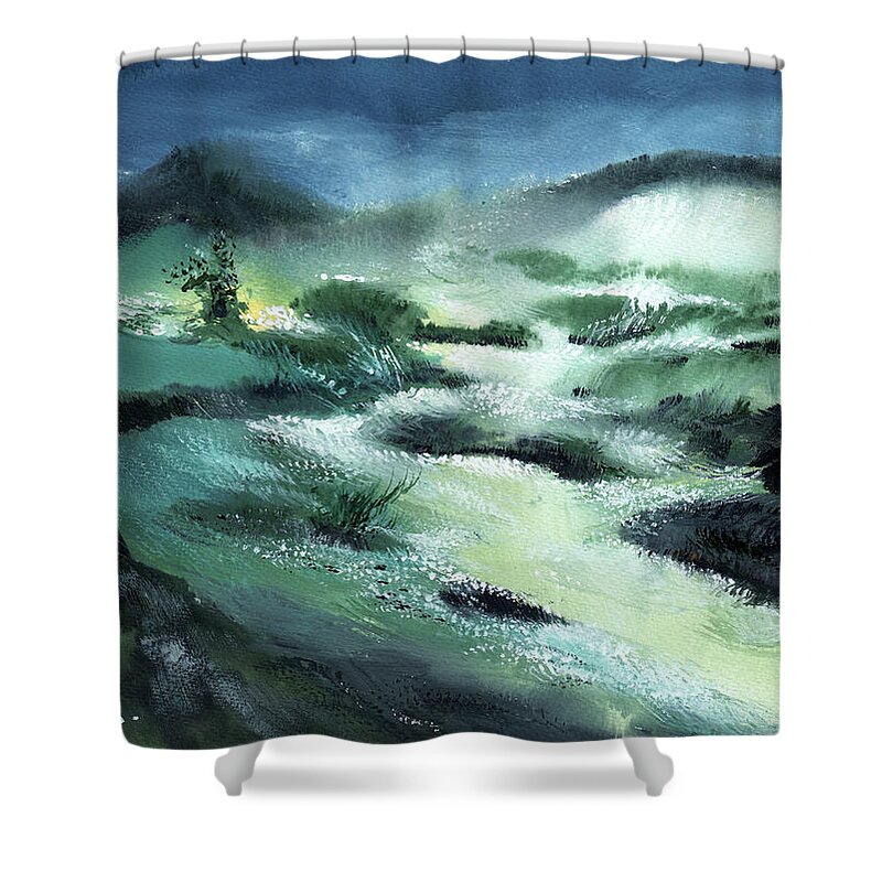 Nature Shower Curtain featuring the painting Stream 2 by Anil Nene