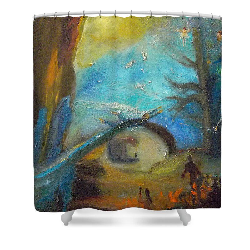 Abstract Shower Curtain featuring the painting Stream of Consciousness by Susan Esbensen