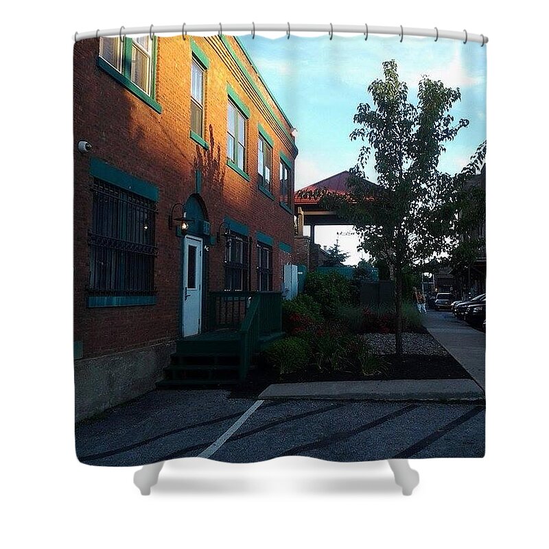  Shower Curtain featuring the photograph Street on the river front by Stephanie Piaquadio