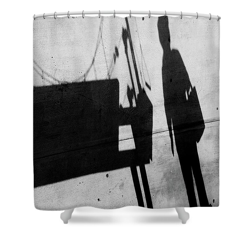 Street Shower Curtain featuring the photograph Abstract Shadows III BW by David Gordon