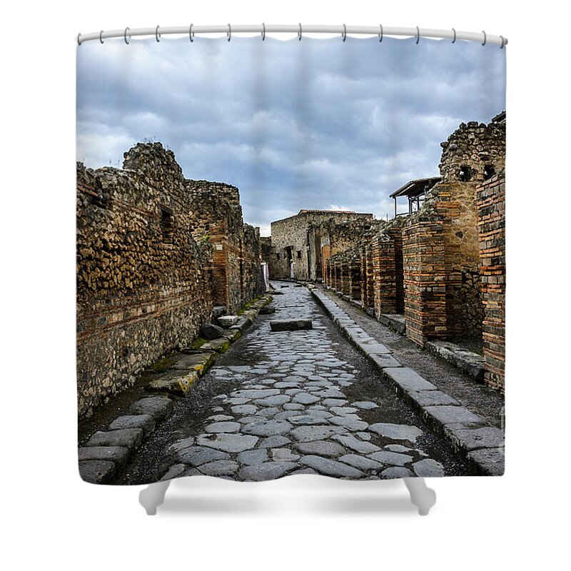 Ancient Shower Curtain featuring the photograph Streets of Pompeii 2 by Debra Martz