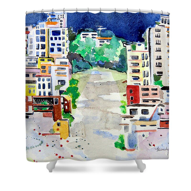 San Francisco Shower Curtain featuring the painting Streets of San Francsico by Mindy Newman