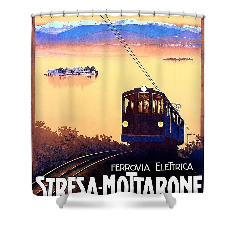 Stresa Shower Curtain featuring the painting Stresa - Mottarone, cable car, Italy by Long Shot